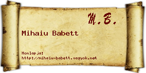 Mihaiu Babett névjegykártya